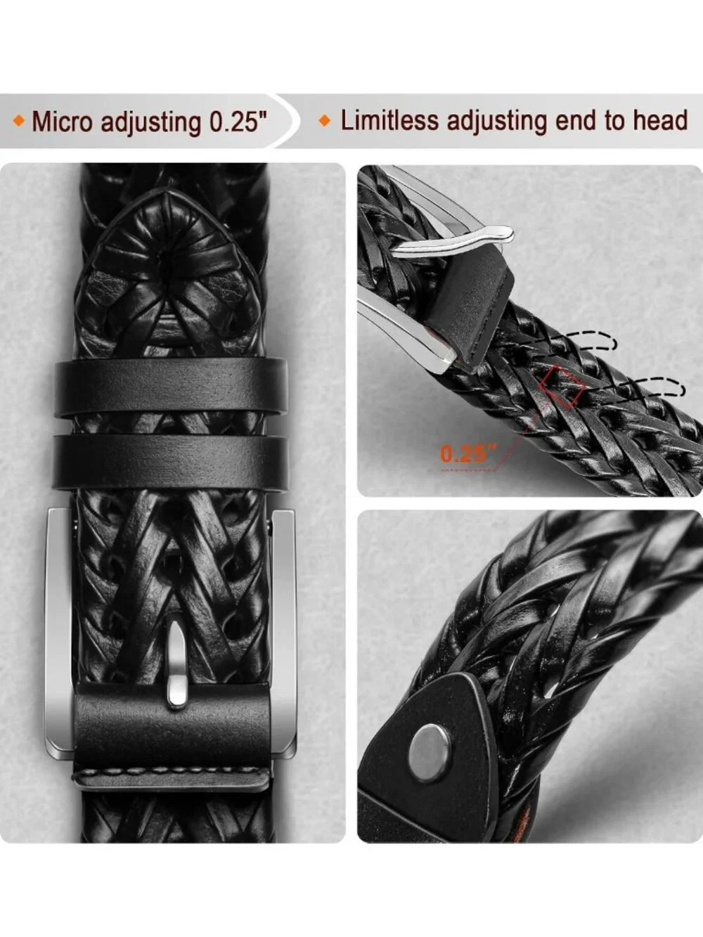 Stylish Men's Leather Braided Golf Belt - Holeless Design, Gift Boxed